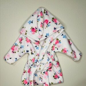 Luvable Friends Floral Kids Robe - White and Pink